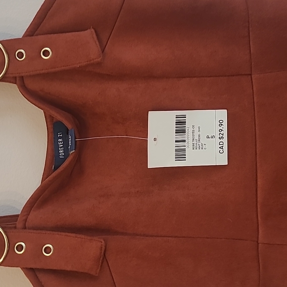 Forever 21 Burnt Orange (Rust) Faux Suede Mini Dress With Gold Hardware Size S - Picture 6 of 6